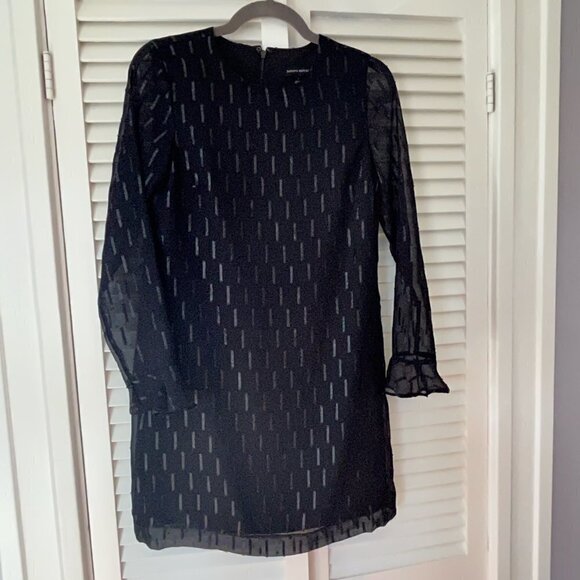 Banana Republic Shimmer Black Long Sleeve Shift dress 2 - Picture 4 of 13
